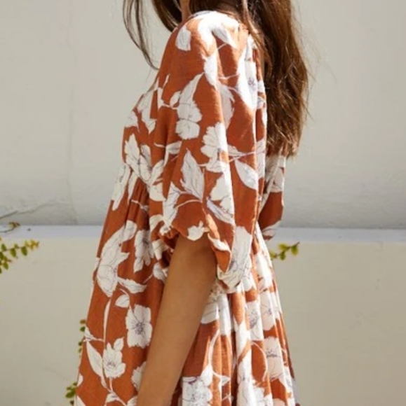 Linen Floral Square Neck Puff Sleeve Midi Dress /By Together sold by Lord&Taylor - Picture 2 of 11